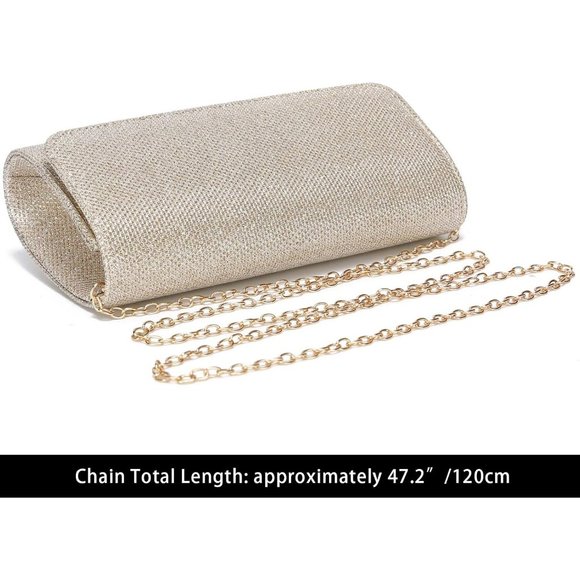 Women's Glitter Party Wedding Evening Handbag with Chain - Picture 4 of 6